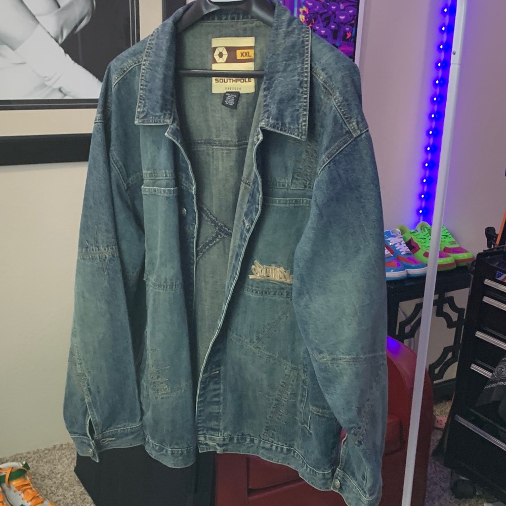Vintage South Pole Men's Dark Blue Denim Jacket